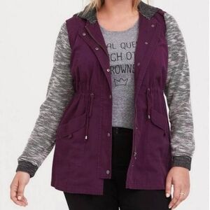 Torrid size 3 (22/24) purple mixed fabric anorak jacket